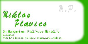 miklos plavics business card